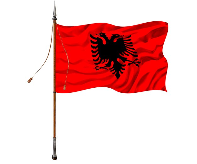 Bandeira nacional da Albânia Fundo com bandeira da Albânia