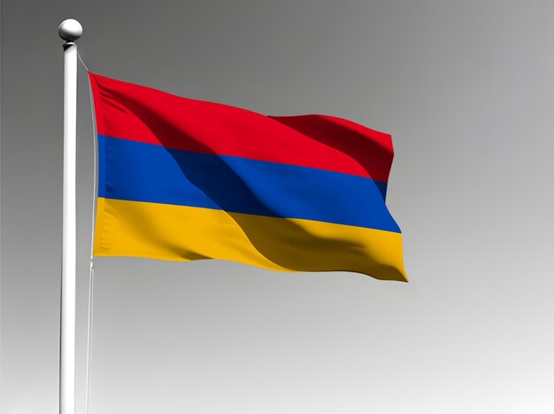 Bandeira nacional da Armênia acenando em fundo cinza