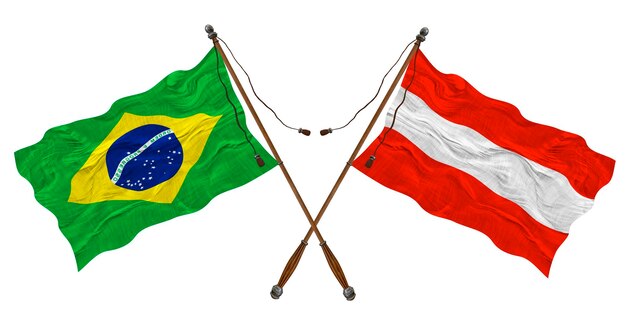 Foto bandeira nacional da áustria e do brasil background para designers