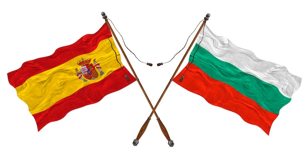 Bandeira nacional da Bulgária e Espanha Fundo para designers