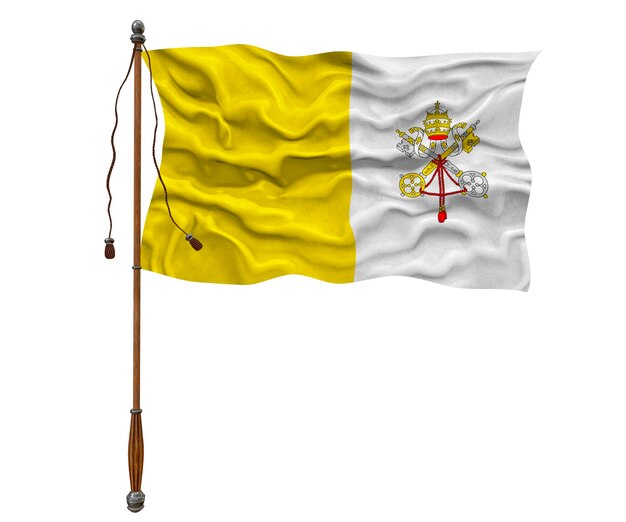 Bandeira nacional da Cidade do Vaticano Fundo com bandeira da Cidade do Vaticano