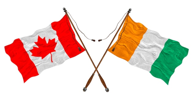 Bandeira nacional da Costa do Marfim e fundo do Canadá para designers