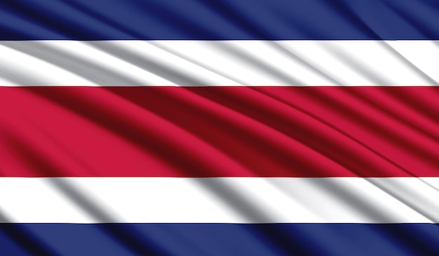Bandeira nacional da Costa Rica cores nacionais realistas do país de seda com emblema