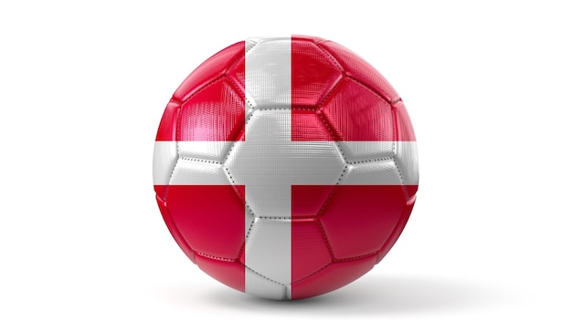 Bandeira nacional da Dinamarca na ilustração 3D da bola de futebol