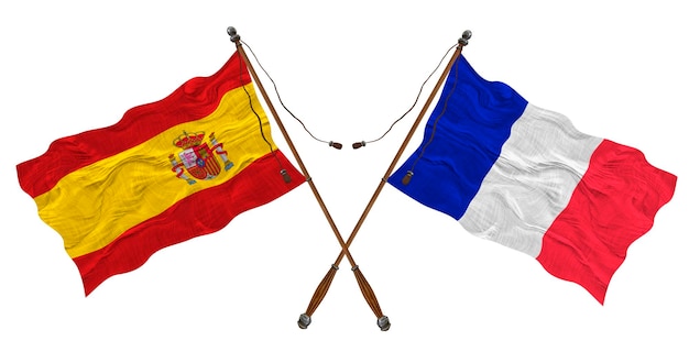 Bandeira Nacional da França e Espanha Fundo para designers