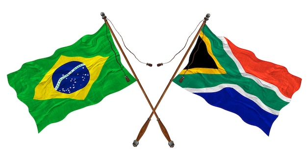 Bandeira nacional da África do Sul e do Brasil Background para designers