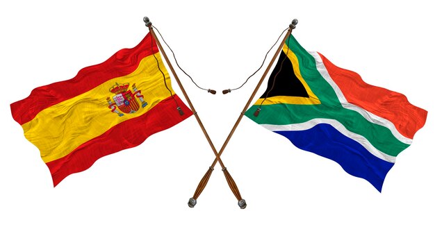Bandeira nacional da África do Sul e Espanha Background para designers