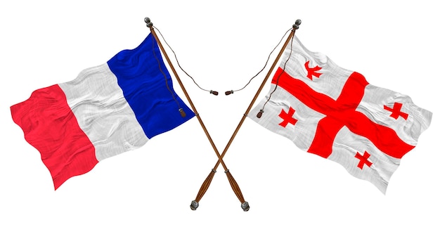 Bandeira nacional da Geórgia e França Fundo para designers