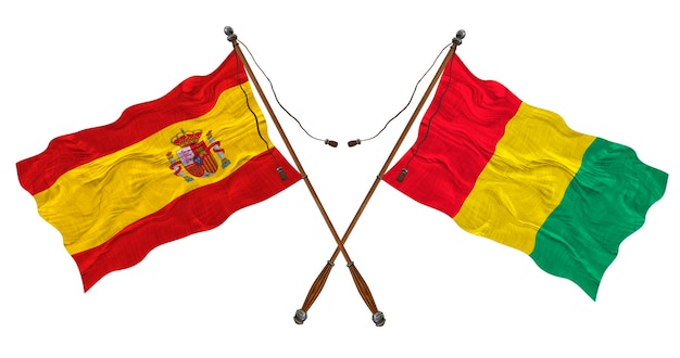 Bandeira nacional da Guiné e Espanha Fundo para designers