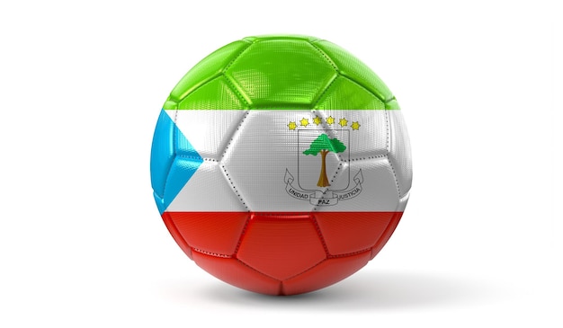 Bandeira nacional da Guiné Equatorial na ilustração 3D da bola de futebol