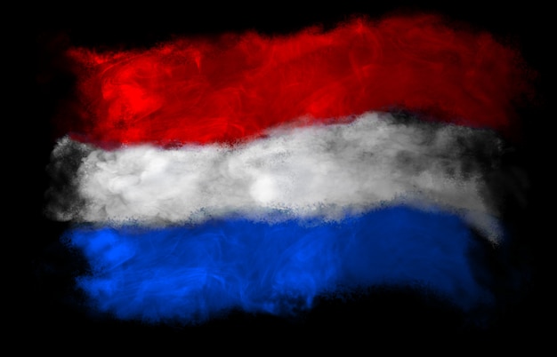 Bandeira nacional da Holanda feita com fumaça colorida