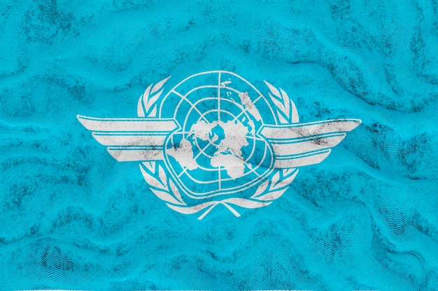 Foto bandeira nacional da icao fundo com bandeira da icao
