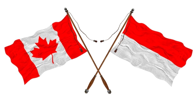 Bandeira nacional da Indonésia e fundo do Canadá para designers