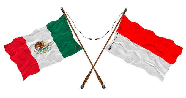 Bandeira nacional da Indonésia e fundo do México para designers