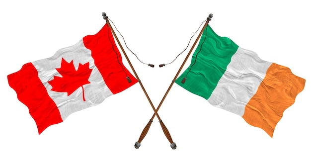 Bandeira nacional da Irlanda e do Canadá Fundo para designers