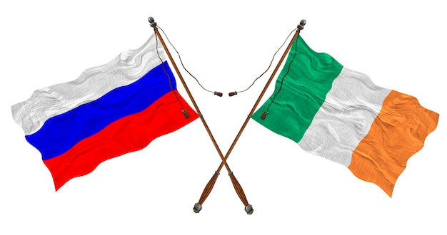 Bandeira nacional da Irlanda e Rússia Fundo para designers