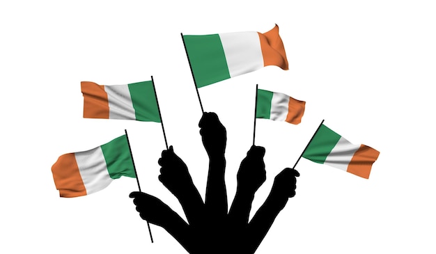 Bandeira nacional da Irlanda sendo acenada d renderização