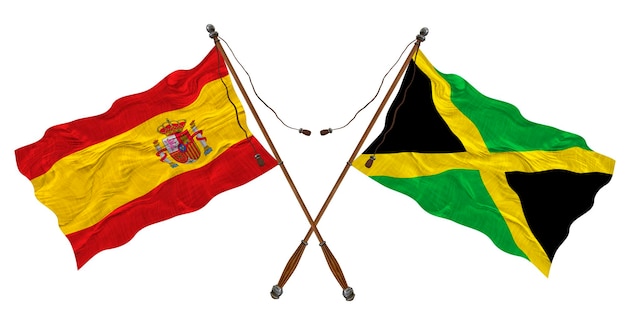 Bandeira nacional da Jamaica e Espanha Background para designers