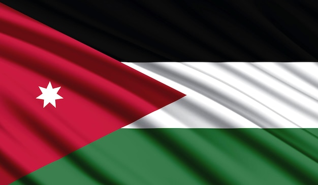 Bandeira nacional da Jordânia Cores nacionais realistas do país de seda com emblema
