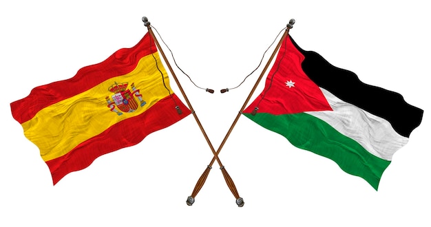 Bandeira nacional da Jordânia e Espanha Fundo para designers