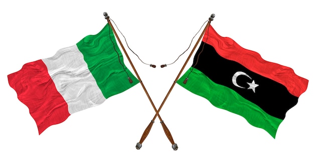 Bandeira nacional da Líbia e Itália Fundo para designers