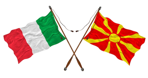 Bandeira nacional da Macedônia e Itália Fundo para designers