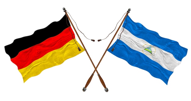 Bandeira nacional da Nicarágua e Alemanha Fundo para designers