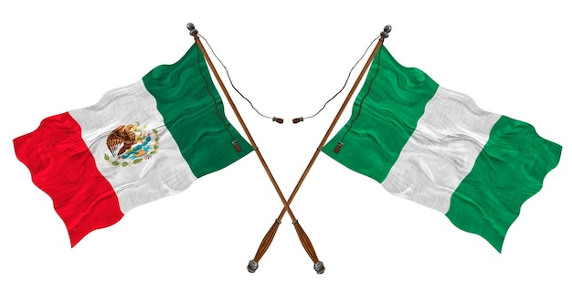 Bandeira nacional da Nigéria e do México Fundo para designers