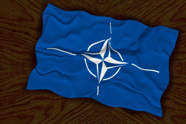 Foto bandeira nacional da otan fundo com bandeira da otan