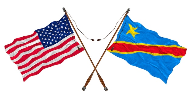 Bandeira nacional da República Democrática do Congo e Estados Unidos da América Fundo para designers