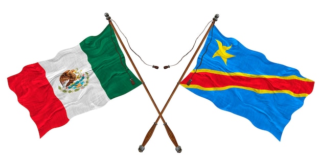 Bandeira nacional da República Democrática do Congo e fundo do México para designers