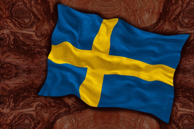 Bandeira nacional da Suécia Fundo com bandeira da Suécia
