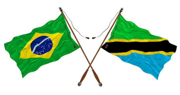 Bandeira nacional da Tanzânia e do Brasil Fundo para designers