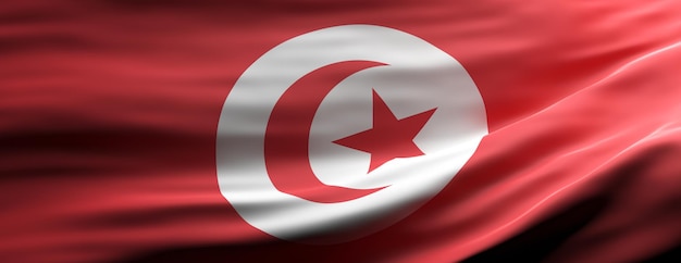 Foto bandeira nacional da tunísia acenando fundo de textura ilustração 3d