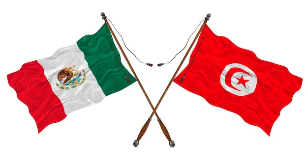 Bandeira nacional da Tunísia e México Background para designers