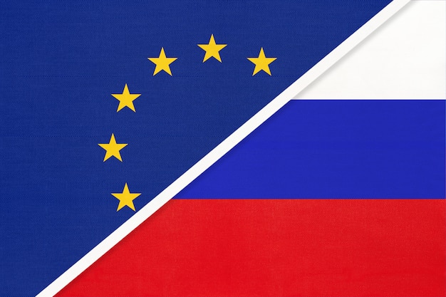 Bandeira nacional da união europeia ou ue vs rússia