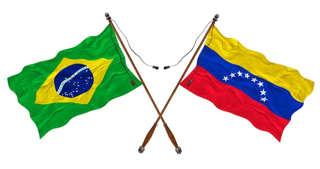 Bandeira nacional da Venezuela e do Brasil Background para designers