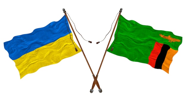 Bandeira nacional da Zâmbia e Ucrânia Background para designers