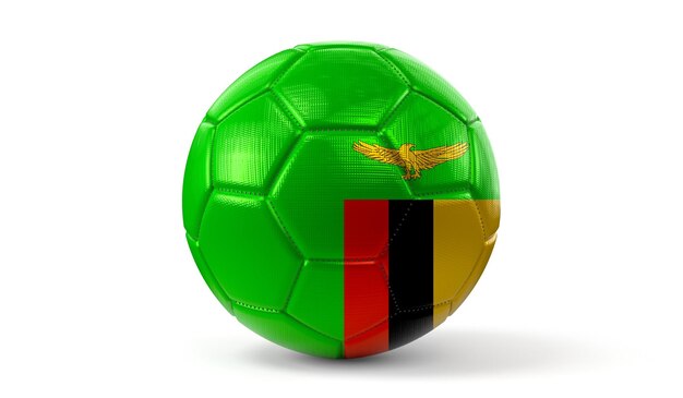 Bandeira nacional da Zâmbia na ilustração 3D da bola de futebol