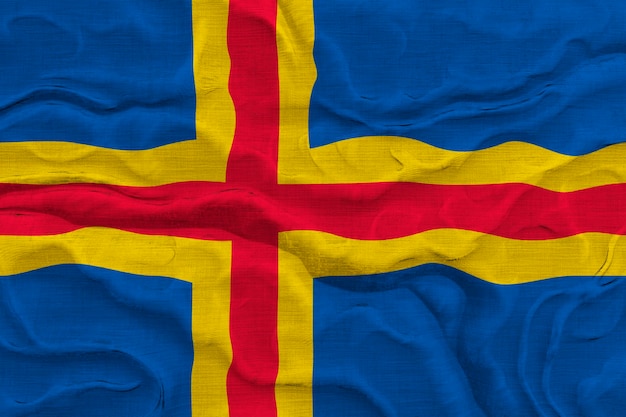 Bandeira nacional das Ilhas Aland Fundo com bandeira das Ilhas Aland