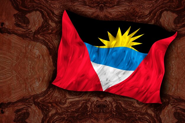Bandeira nacional de Antígua e Barbuda Fundo com bandeira de Antígua e Barbuda