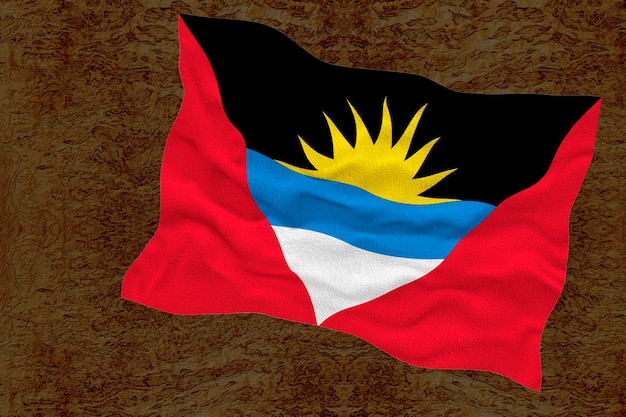 Bandeira nacional de Antígua e Barbuda Fundo com bandeira de Antígua e Barbuda