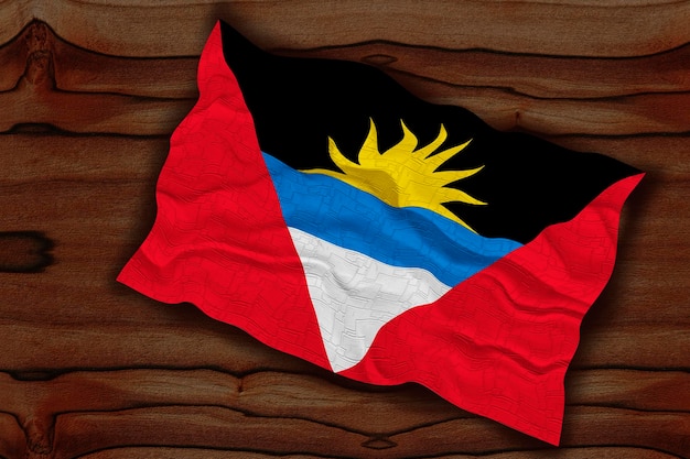 Bandeira nacional de Antígua e Barbuda Fundo com bandeira de Antígua e Barbuda