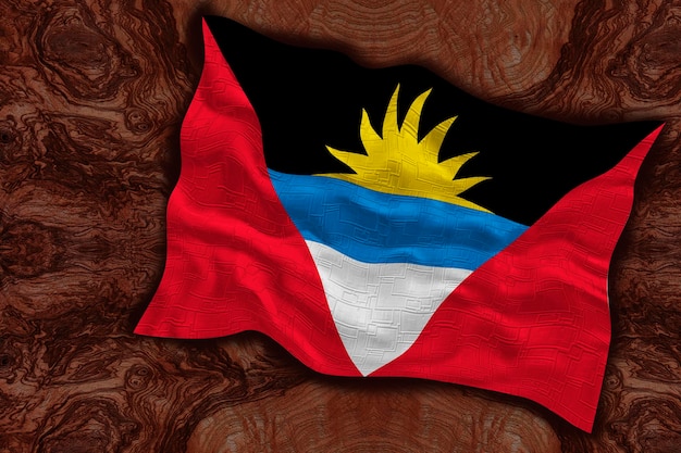 Bandeira nacional de Antígua e Barbuda Fundo com bandeira de Antígua e Barbuda