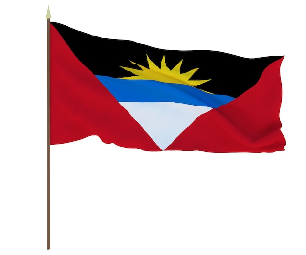 Bandeira nacional de Antígua e Barbuda Fundo com bandeira de Antígua e Barbuda