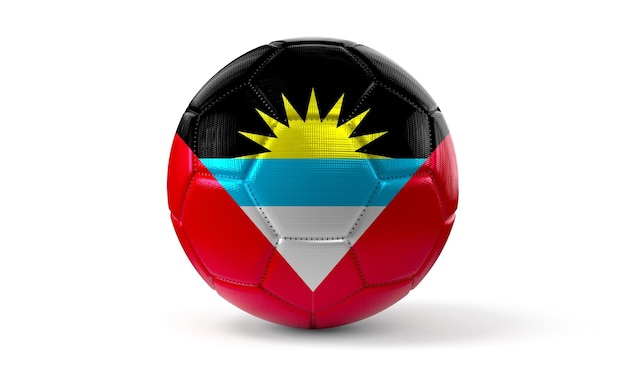 Bandeira nacional de Antígua e Barbuda na ilustração 3D da bola de futebol