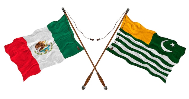 Bandeira nacional de Azad Kashmir e fundo do México para designers