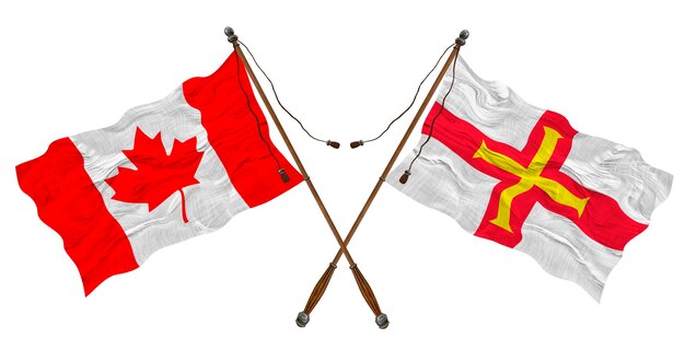 Bandeira nacional de bailiwick de guernsey e fundo do canadá para designers