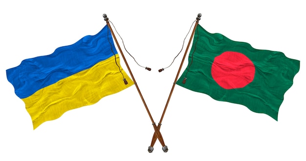 Bandeira Nacional de Bangladesh e fundo da Ucrânia para designers