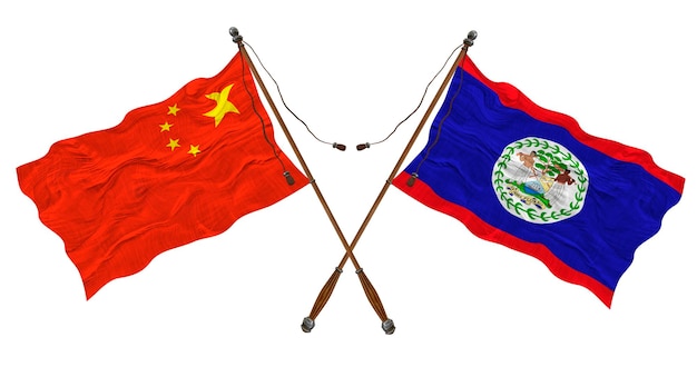 Bandeira nacional de Belize e fundo da China para designers